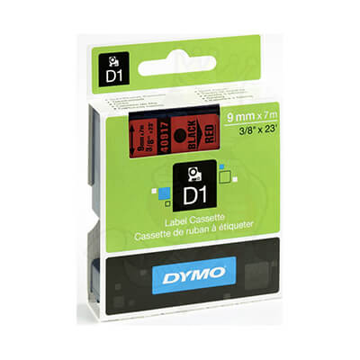 Cinta Dymo D1 9 mm negro/rojo