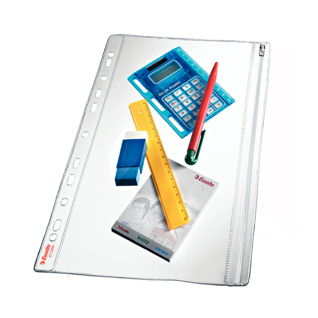 Funda  A4 11 taladros con cremallera (5u)