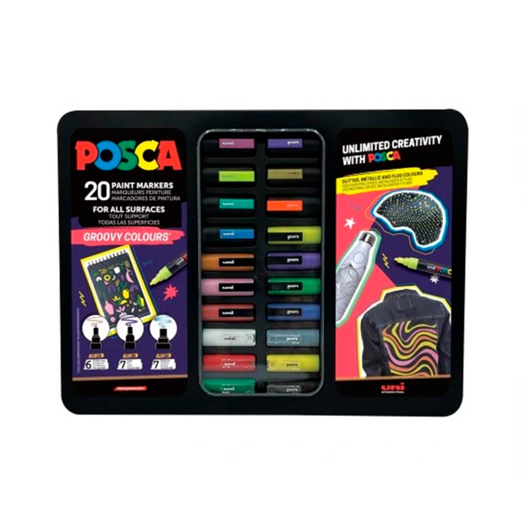 Maleta 20 retoladors Uni Posca Pop Colours
