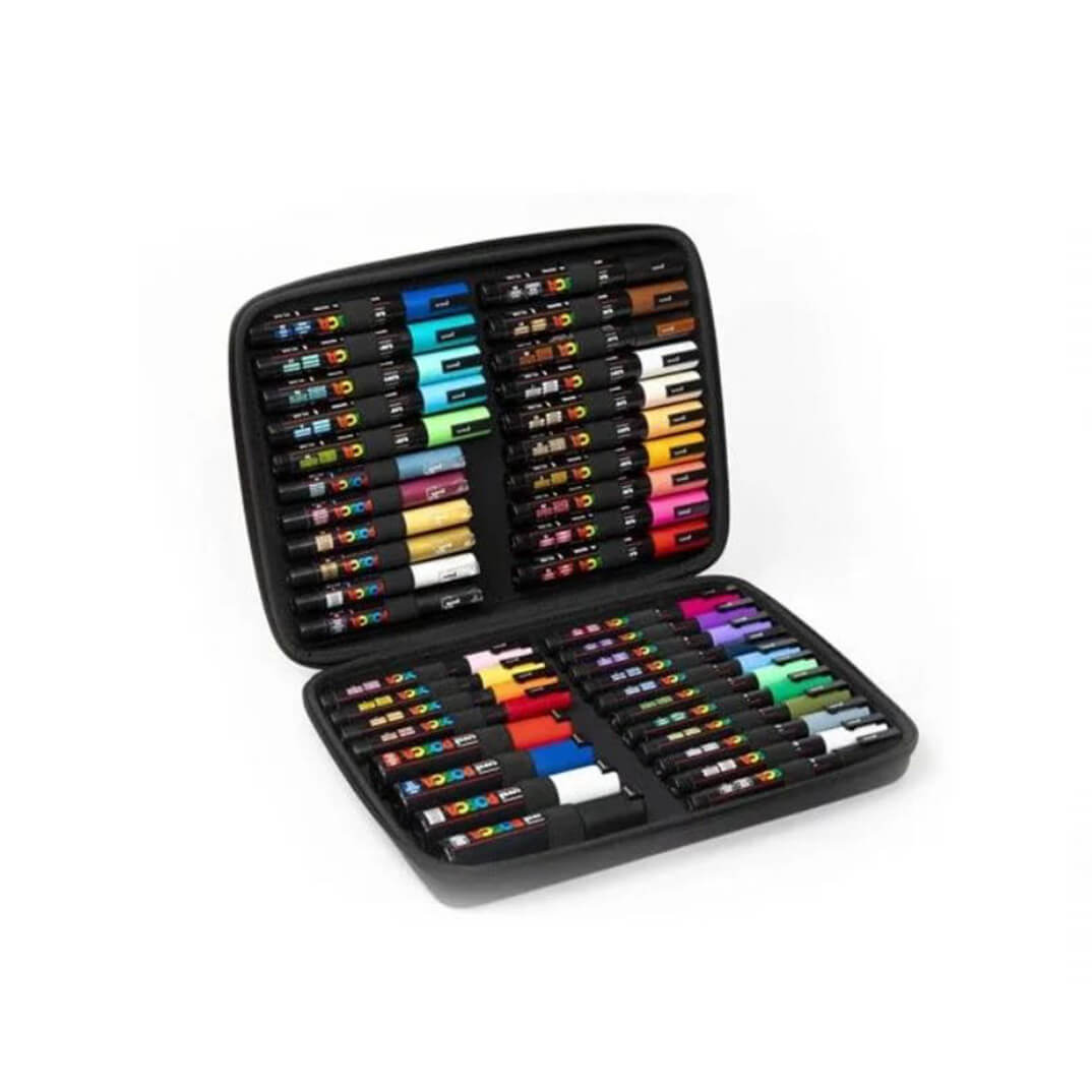 Maletí 40 retoladors Uni Posca Premium assortits