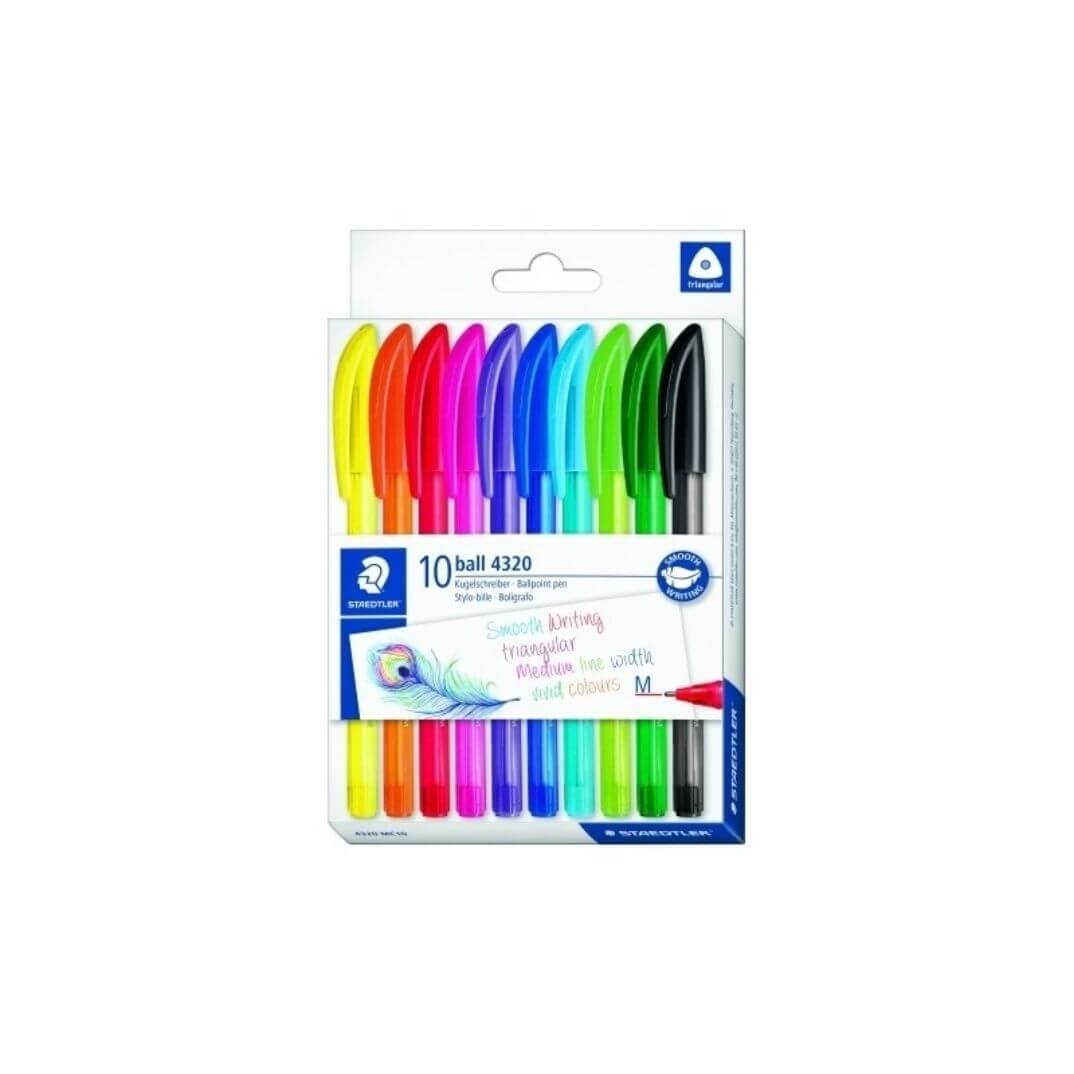 Estoig 10 bolígrafs triangular Staedtler assortits
