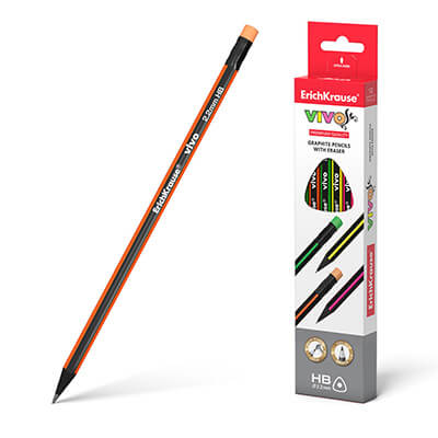 Caixa 12 llapis grafit triangular amb goma Vivo HB