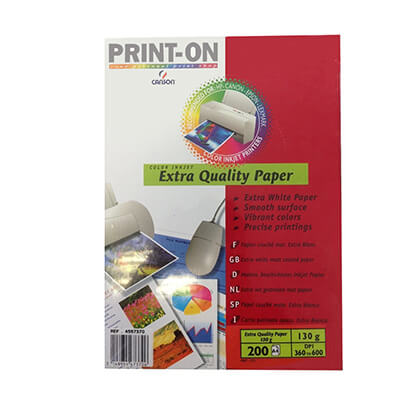 Paquete extra quality paper A4 130g 200 fulls