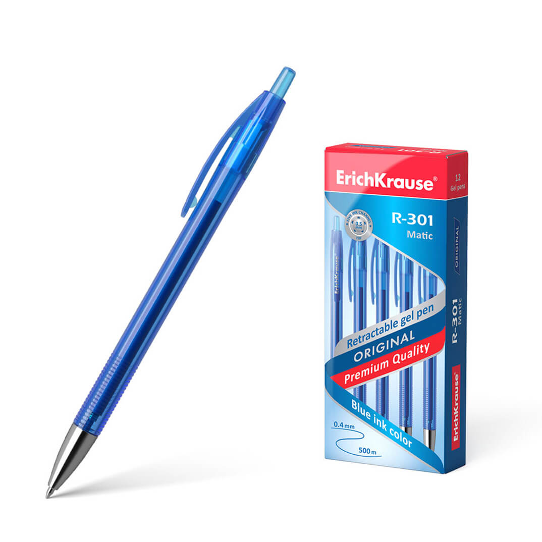Bolígraf retràctil R-301 gel Matic 0.4 blau