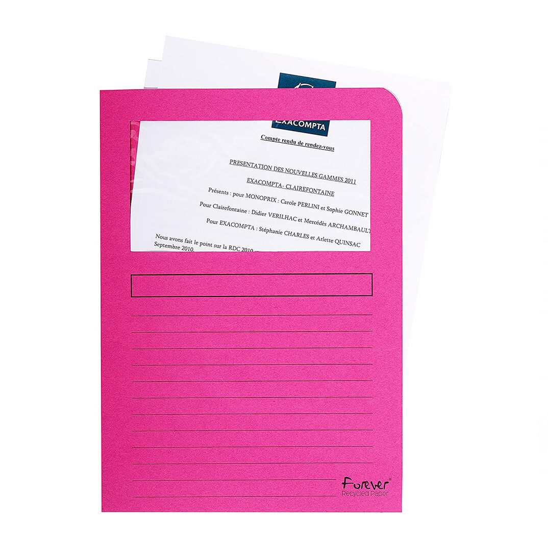 Pack 100 Dosier Exacompta finestra A4 Fucsia