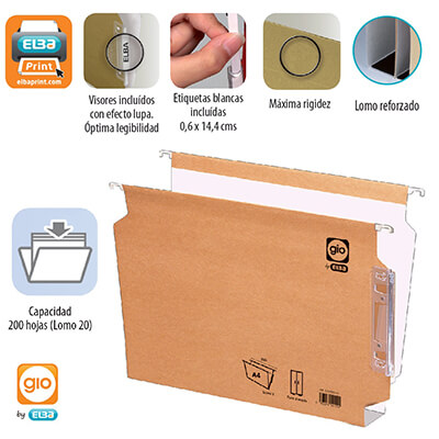 Carpeta penjant arcon A4 Kraft v/l llom 20mm