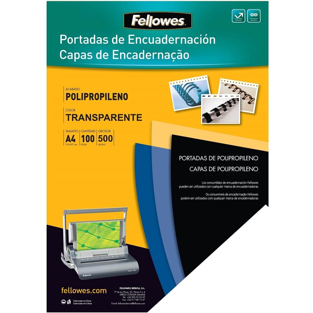 Tapa Fellowes PP transparente A4 450 micras (100u)
