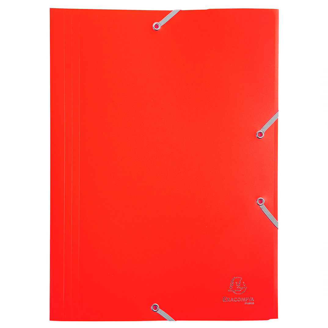 Carpeta amb gomes A4 3 solapes PP vermell