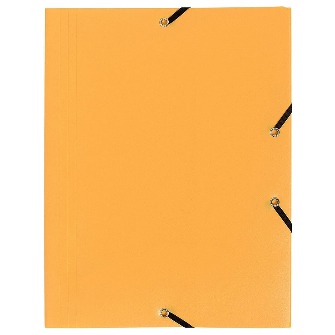 Carpeta amb gomes A4 3 solapes PP groc