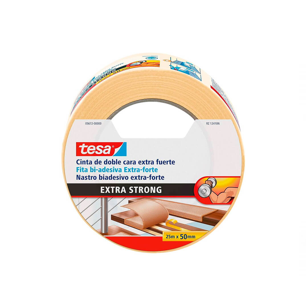 Cinta doble cara Extra fuerte 25m x 50mm beige