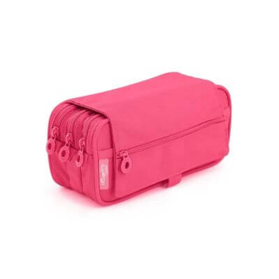 Estuche portatodo triple OfficeBox fucsia