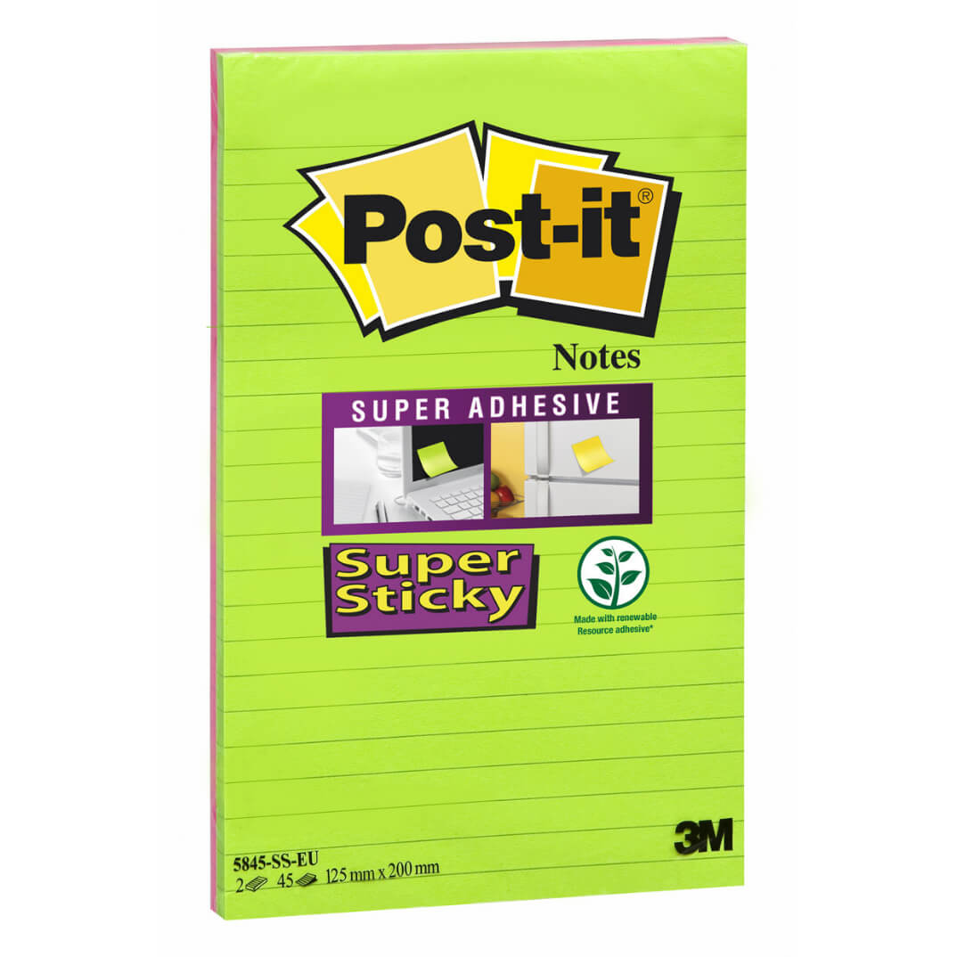 Pack 2 blocs notas super sticky líneas POST-IT®
