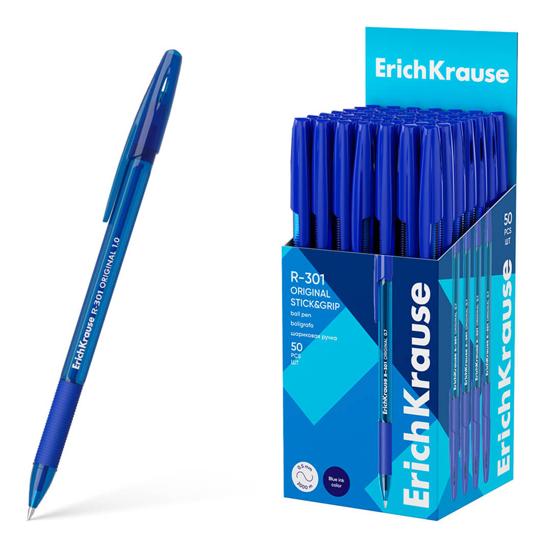 Bolígraf ErichKrause R-301 Stick&Grip blau 1.0