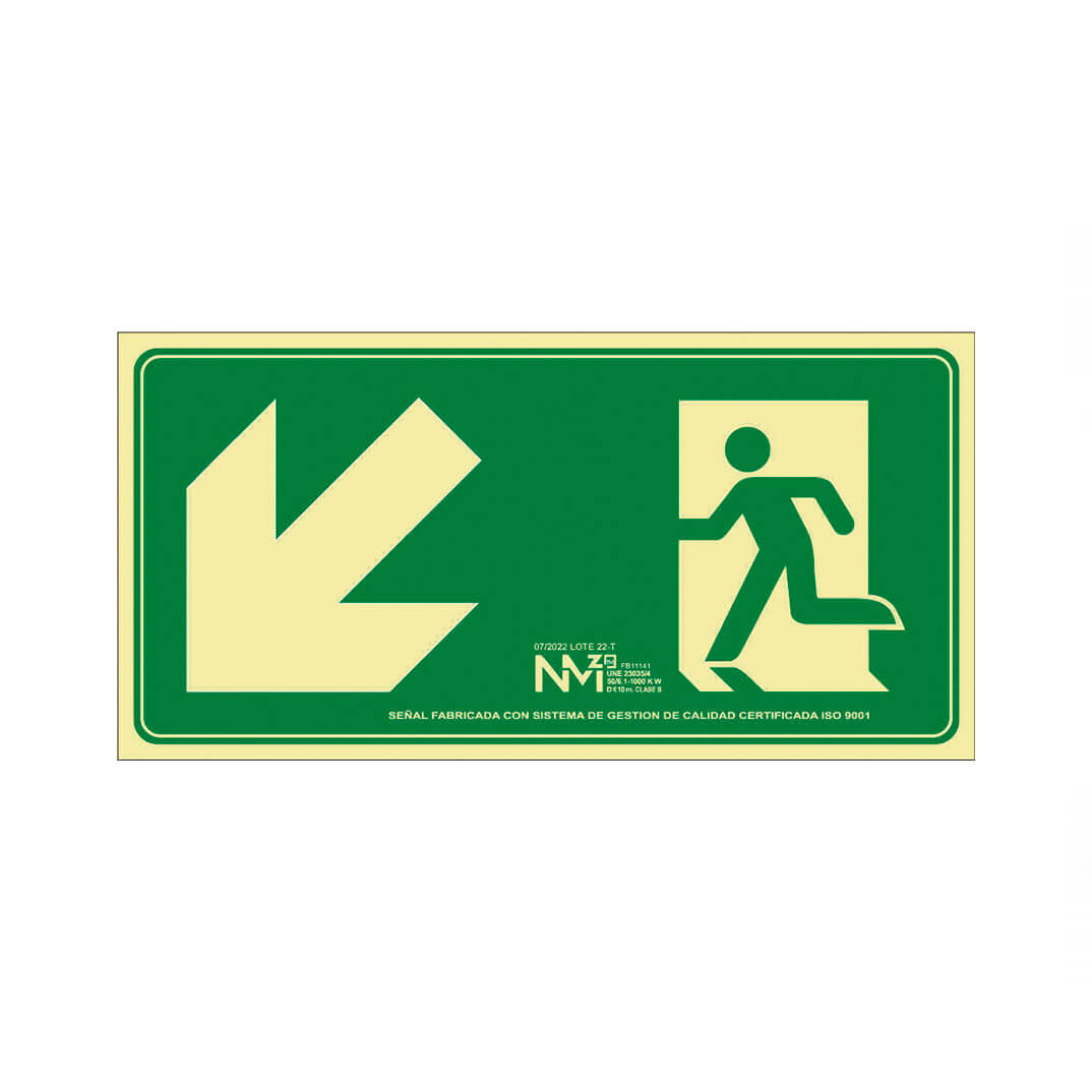 Senyal PVC "Evacuar Escala avall esquerra"