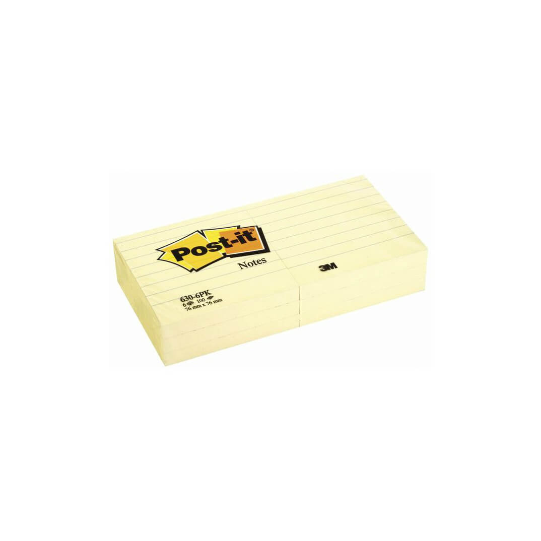 6 blocs POST-IT® 6306PK rayado 76x76