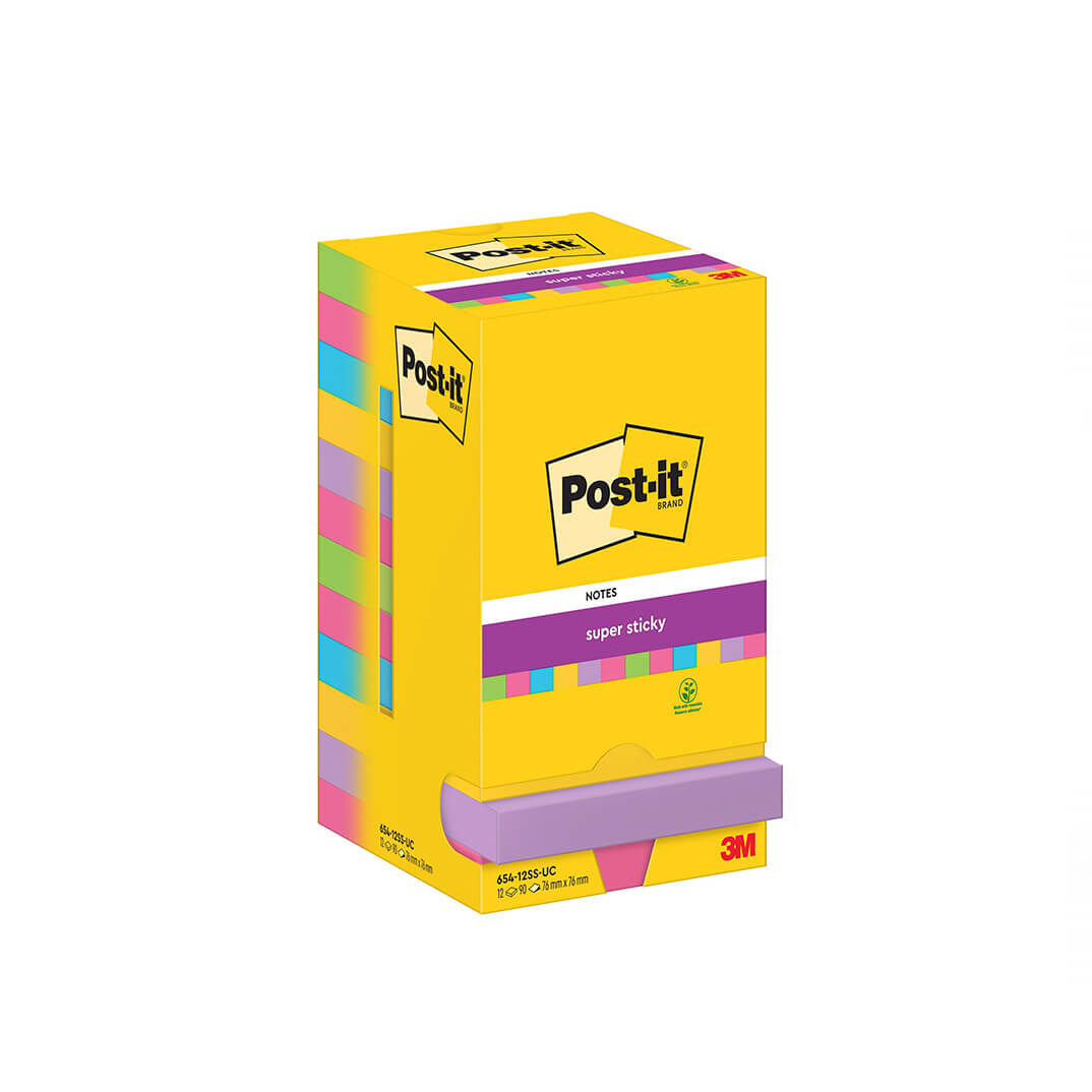 12 blocs POST-IT® Super Sticky Neó 76x76