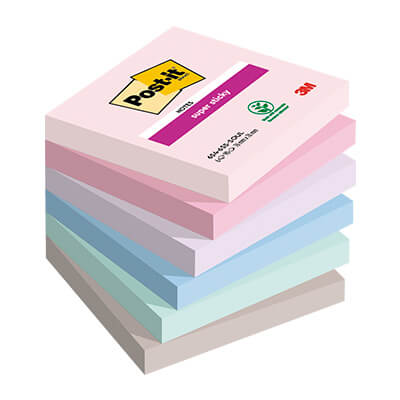 6 bloc POST-IT® Super Sticky Soulful 76x76mm