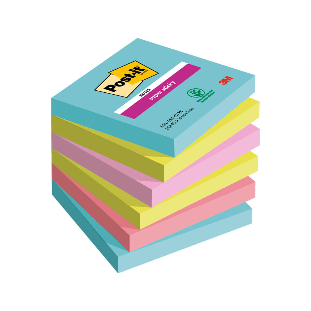 6 blocs POST-IT® Super Sticky Cosmic 76x76