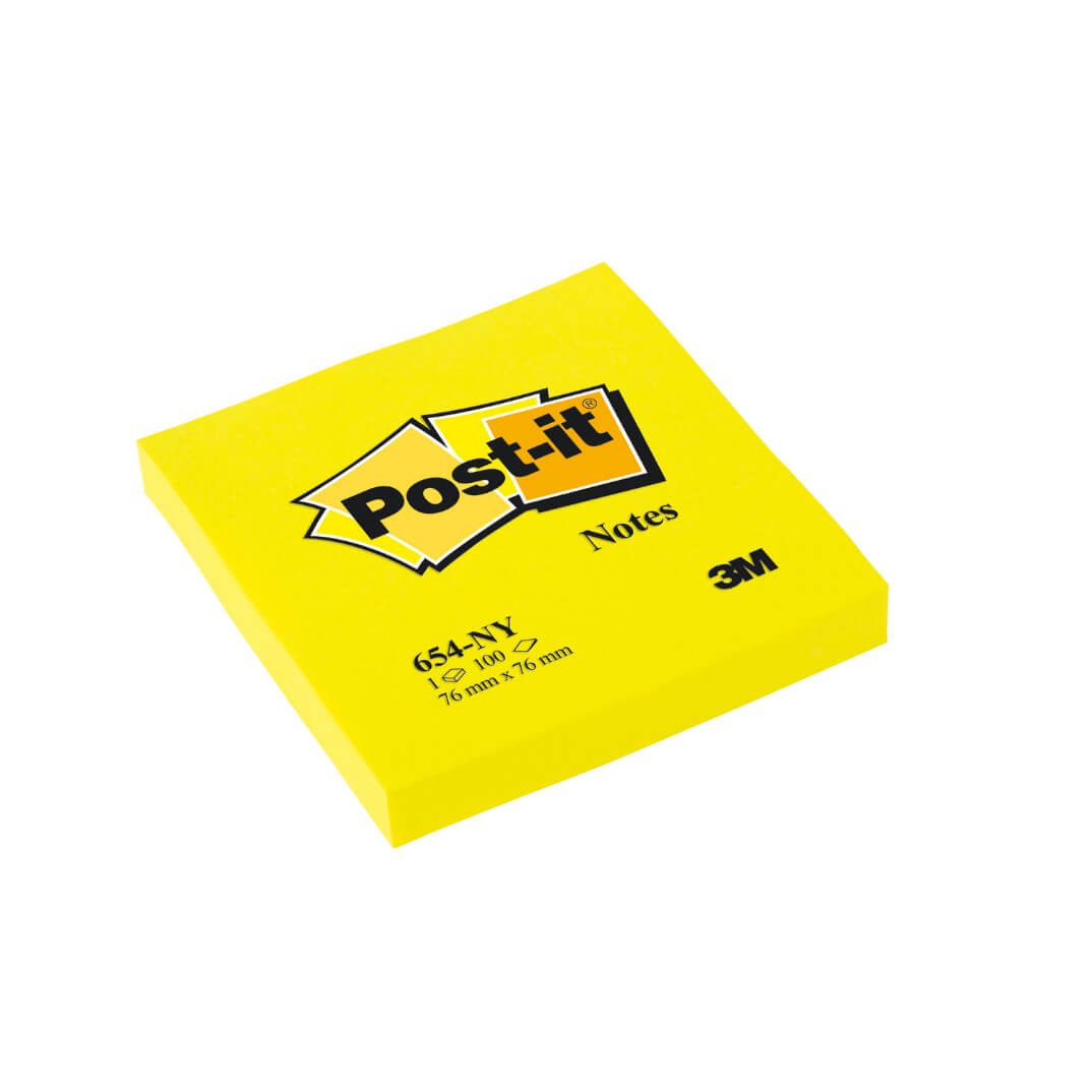 Bloc notas POST-IT® 654NY 76x76 amarillo neón