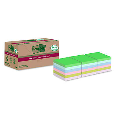 14 + 4 blocs post-it Super Sticky 100% Reciclades