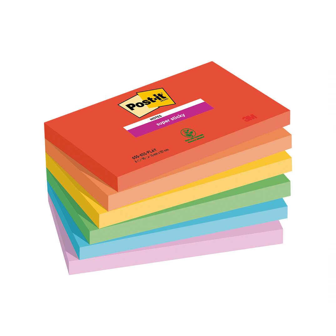 6 Blocs POST-IT® Super Sticky Playful 76x127