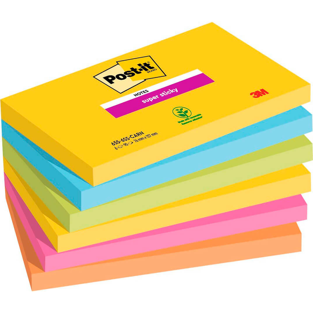 6 blocs POST-IT® Super Sticky Carnival 76x127