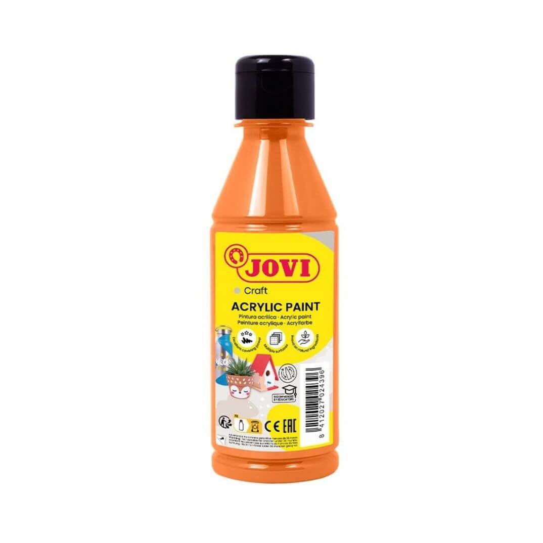 Botella pintura acrílica color naranja Jovi 250ml