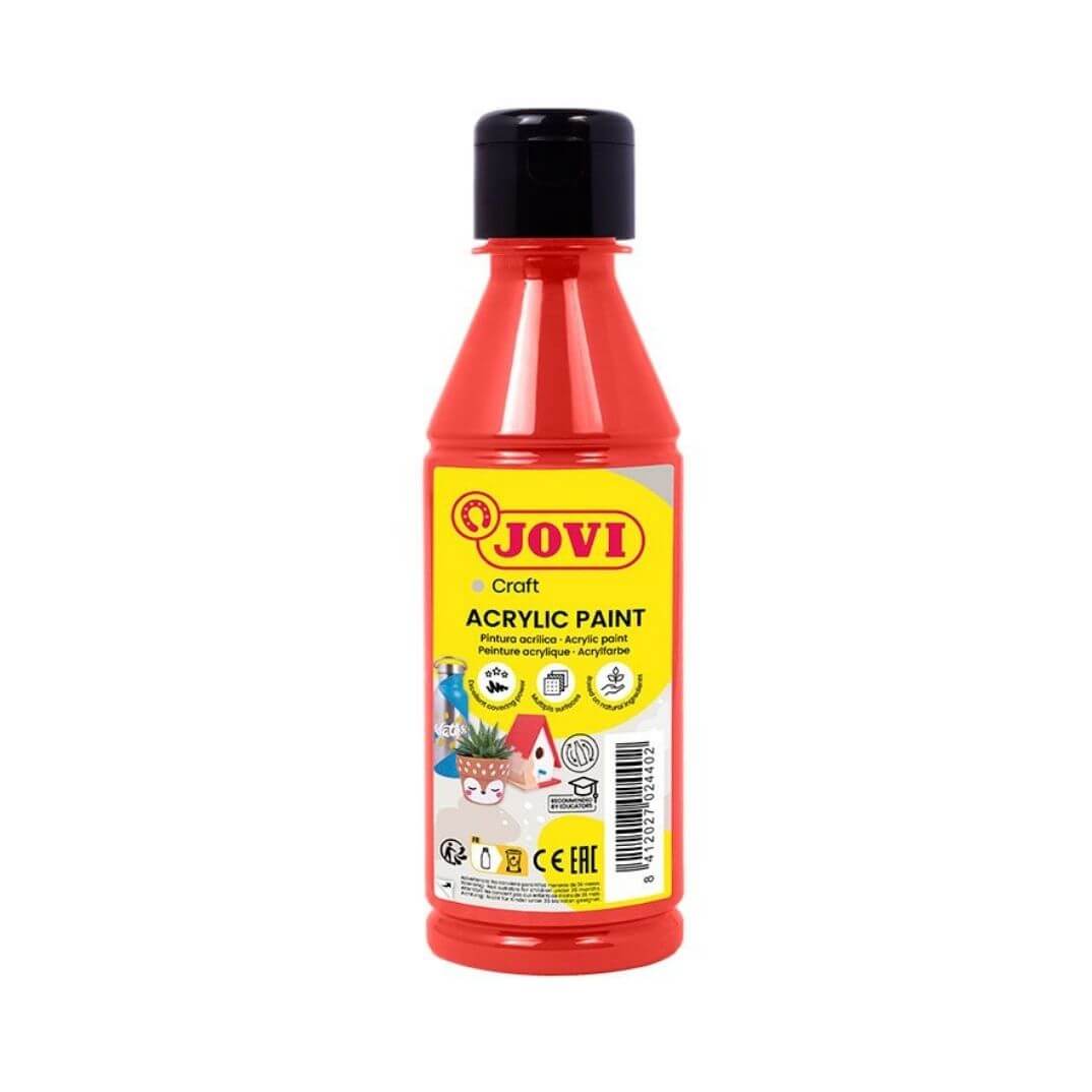Ampolla pintura acrílica color vermell Jovi 250ml