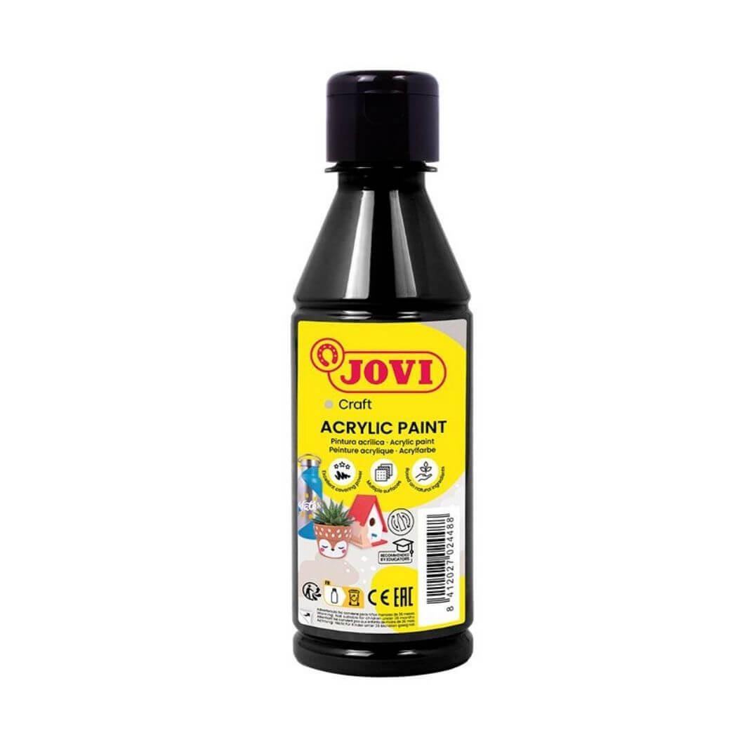 Ampolla pintura acrílica color negre Jovi 250ml