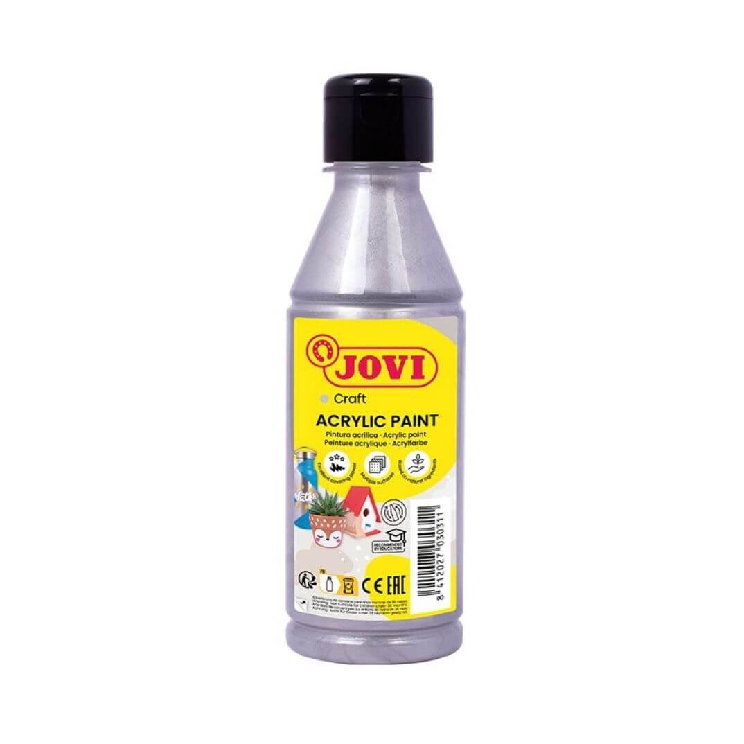 Ampolla pintura acrílica color plata Jovi 250ml