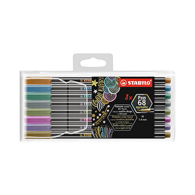 Estoig 8 retoladors Stabilo Pen 68 metàl·lics