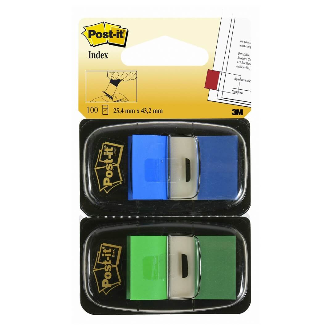 Post-it® Index verd/blau. 2 dispensadors 2x50