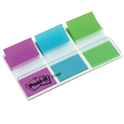 POST-IT® Index verd, blau i violeta. Disp. funda