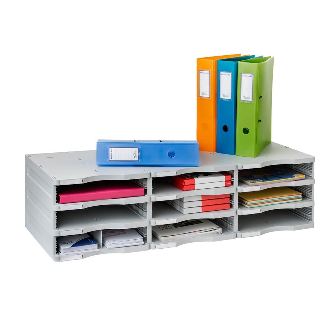 Archivador modular de 3 bandejas y 8 separadores