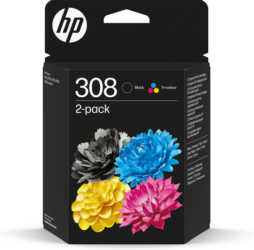 Pack 2 cartutxos HP 308 negre + tricolor