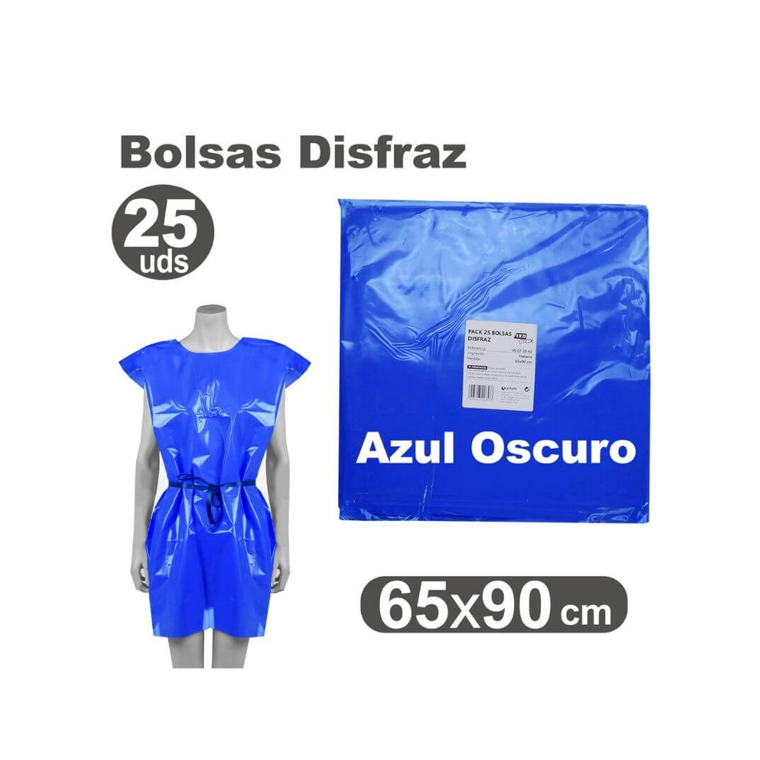 Pack 25 bolsas de disfraces 65 x 90cm azul oscuro