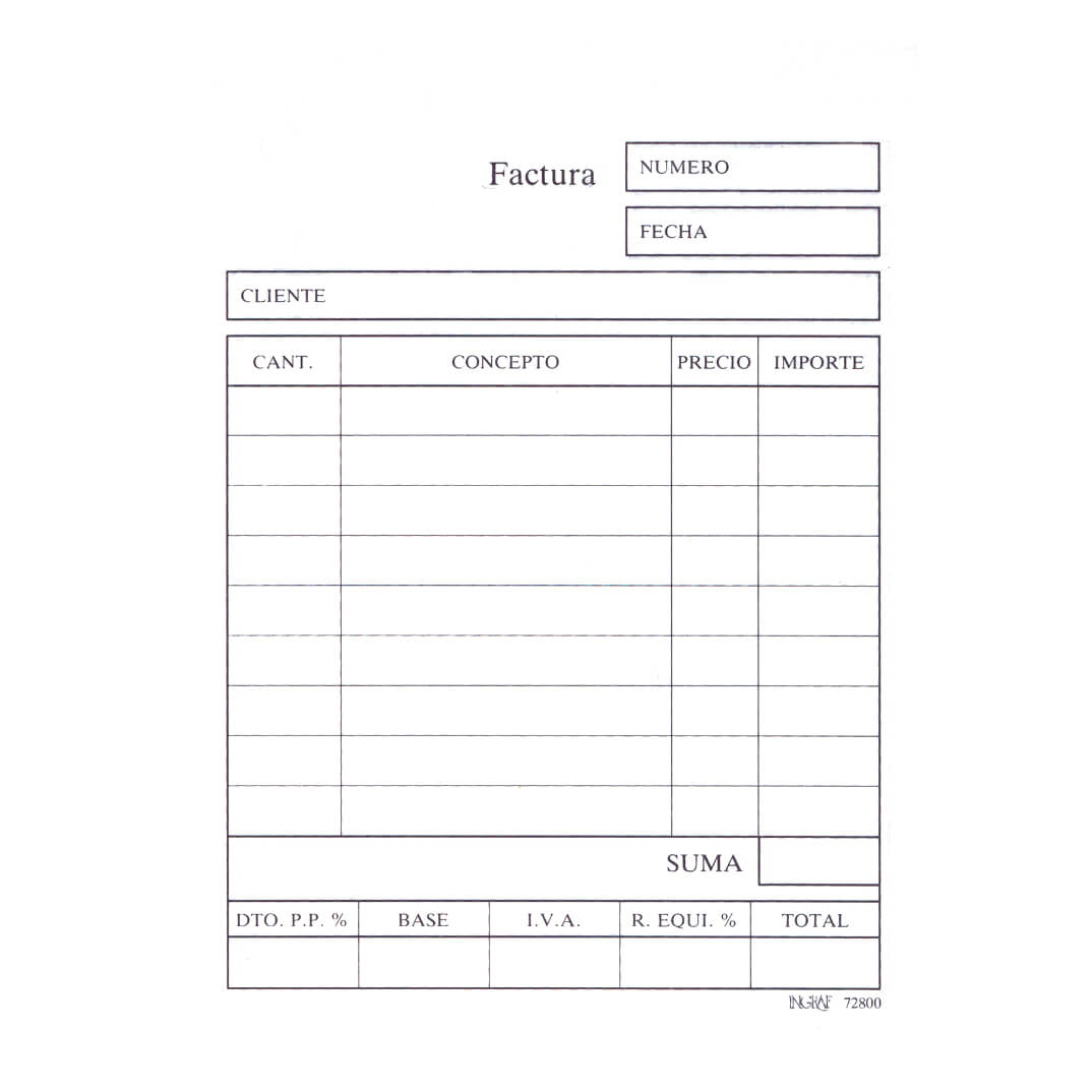 Facturas A4 plantado 50/50/50