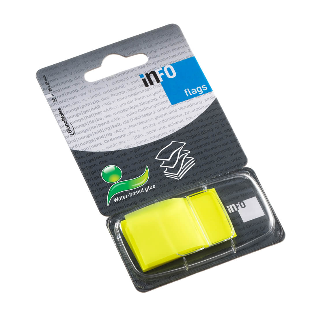 Banderitas dispensador 50 u color amarillo