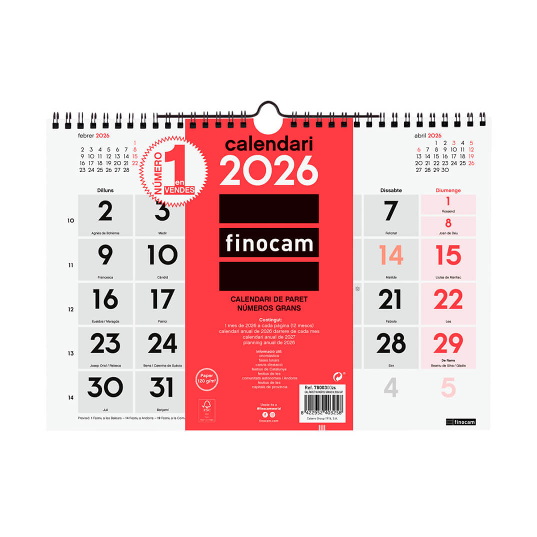 Calendario pared Catal números grandes 300x210x5mm