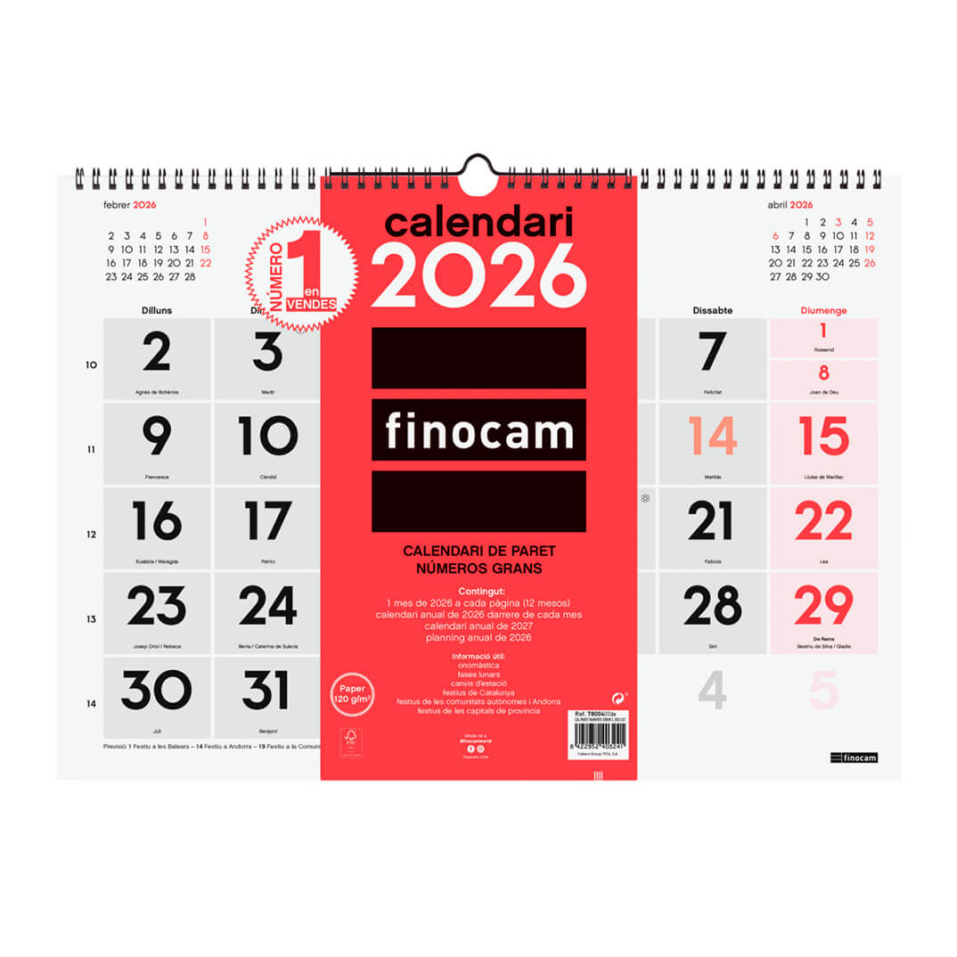 Calendario pared Cat números grandes 430x310x5mm