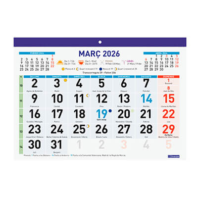 Calendario/Faldilla números grans 300x210mm Català