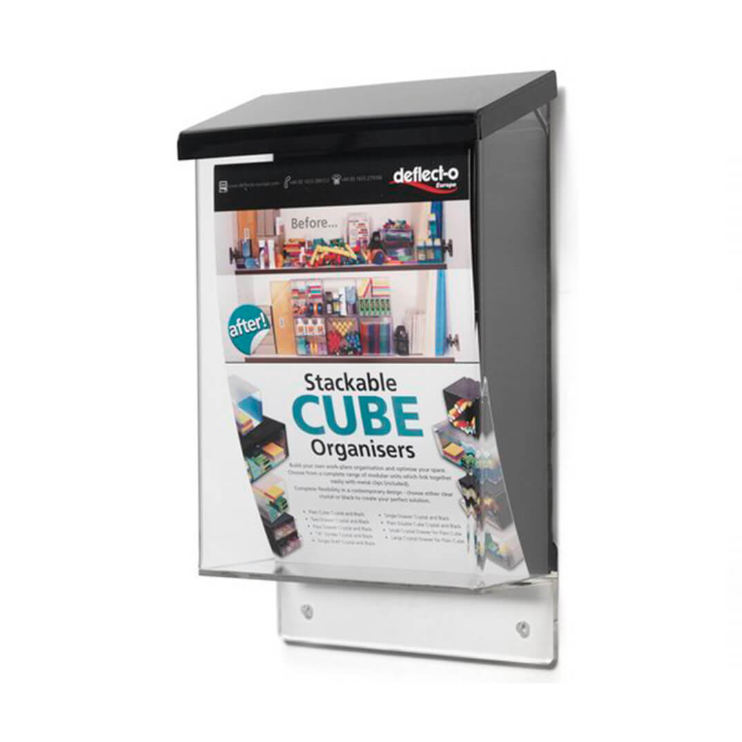 Buzón exterior Deflecto transparente A5 tapa negra