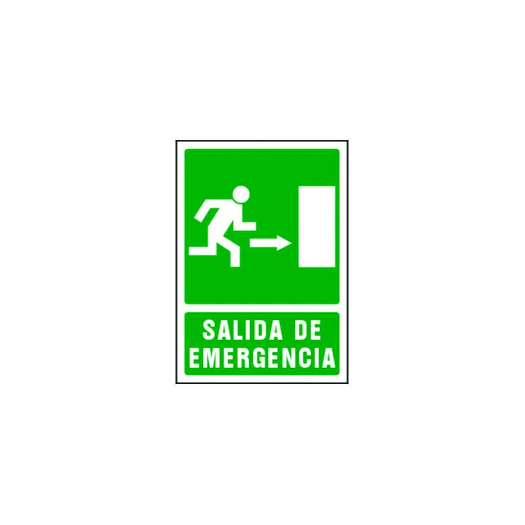 Placa aluminio A4 "salida emergencia derecha"