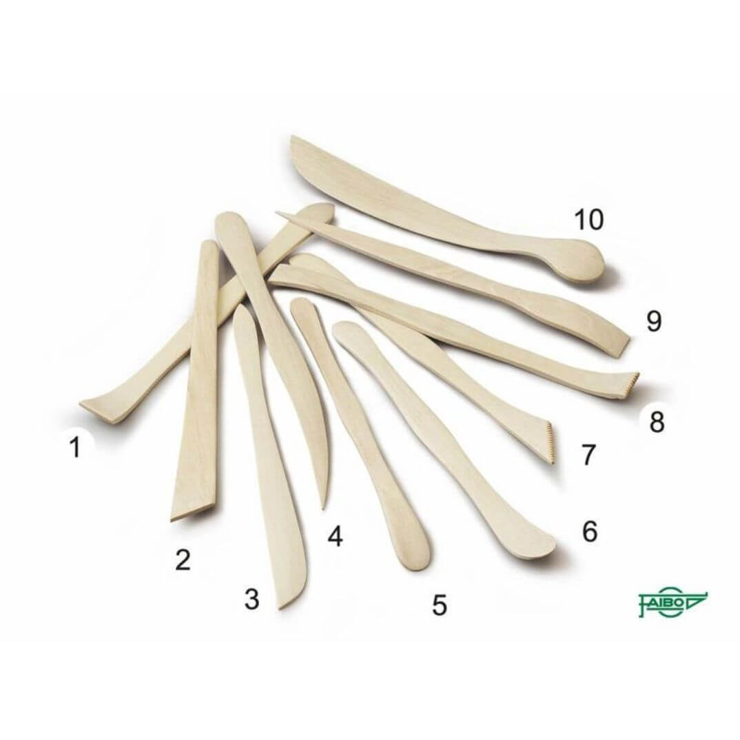 Accesoris madera de modelatge plastilina 10u