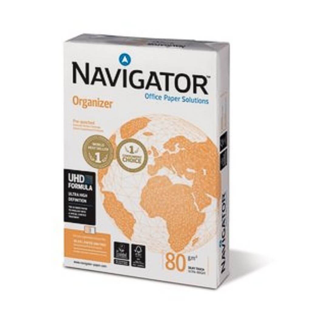 Paquete papel Navigator A4 4 taladros 80g 500hojas