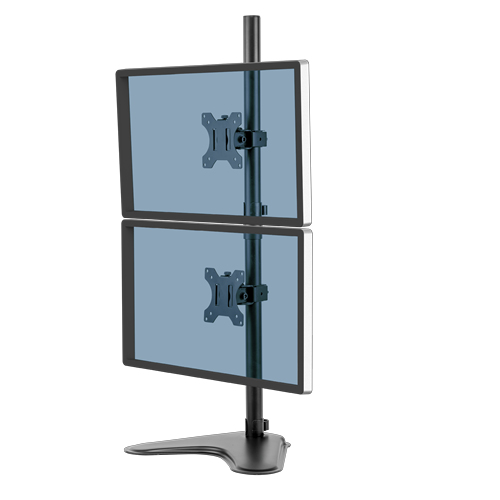 Soporte con peana para monitor doble en vertical