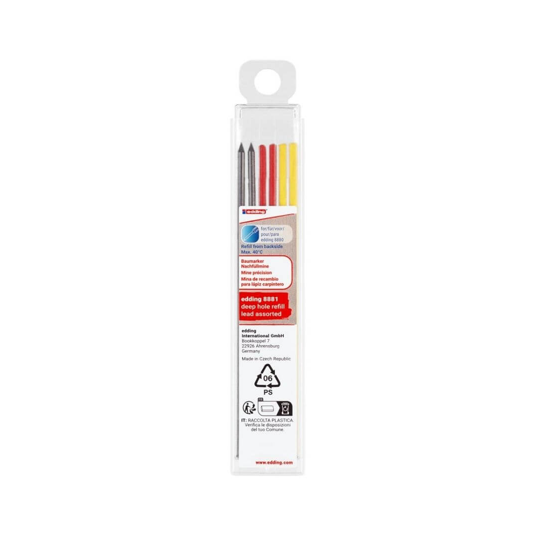 Estuche con 6 minas de grafito + rojas+amarillas