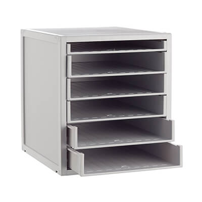 Archivo modular sostenible 6 bandejas color gris