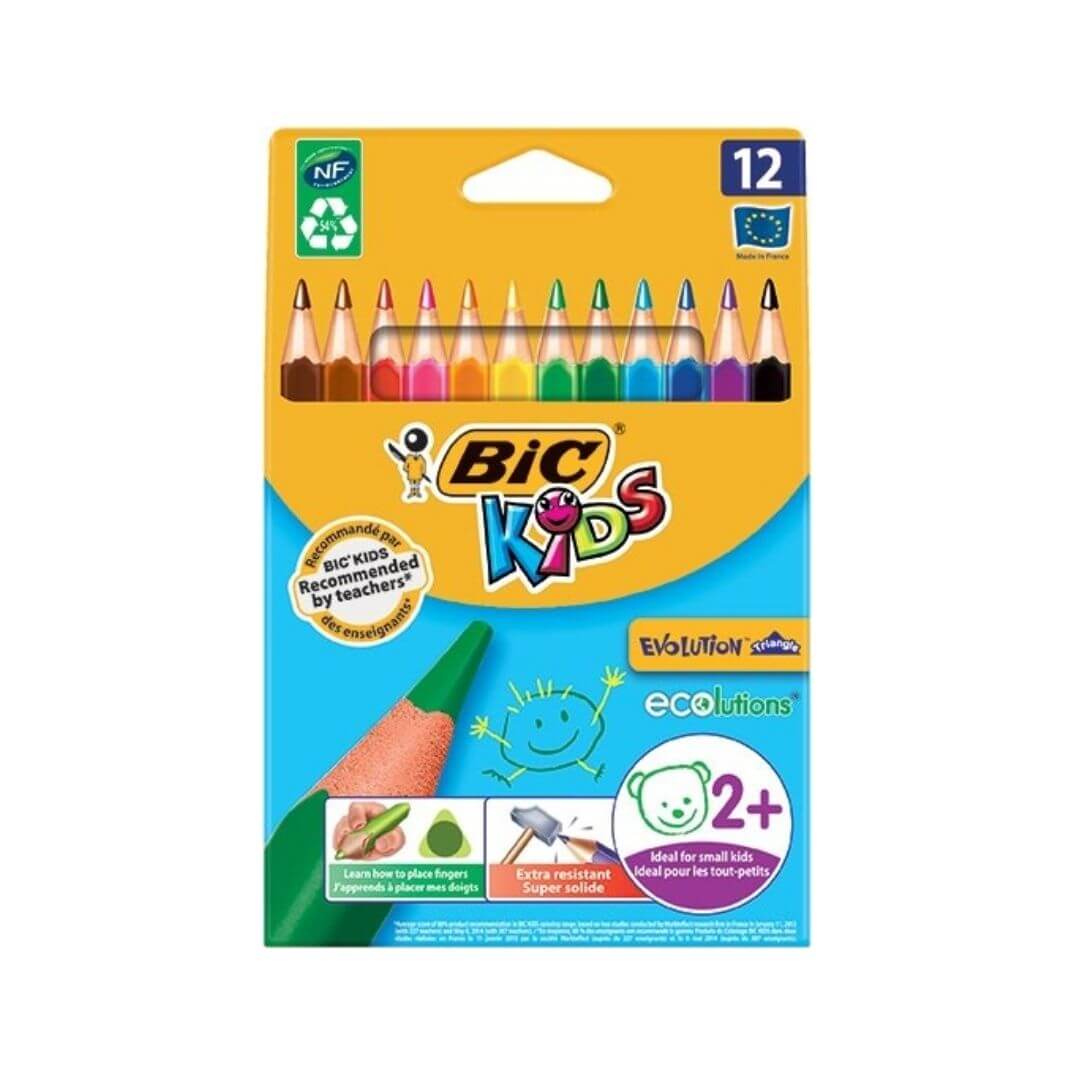 12 llapis Bic de colors triangulars