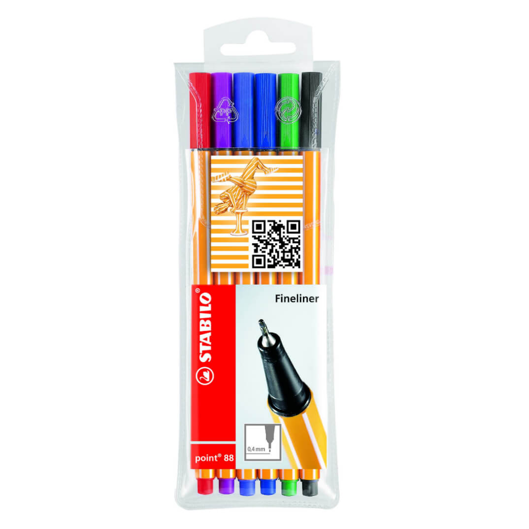 Estuche de 6 Stabilo point 88 colores surtidos